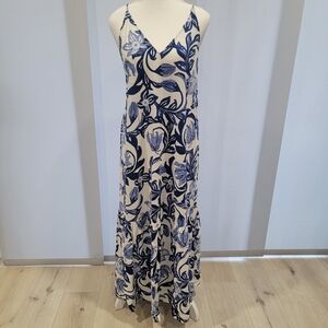 H&M Blue and Cream Floral Maxi Dress